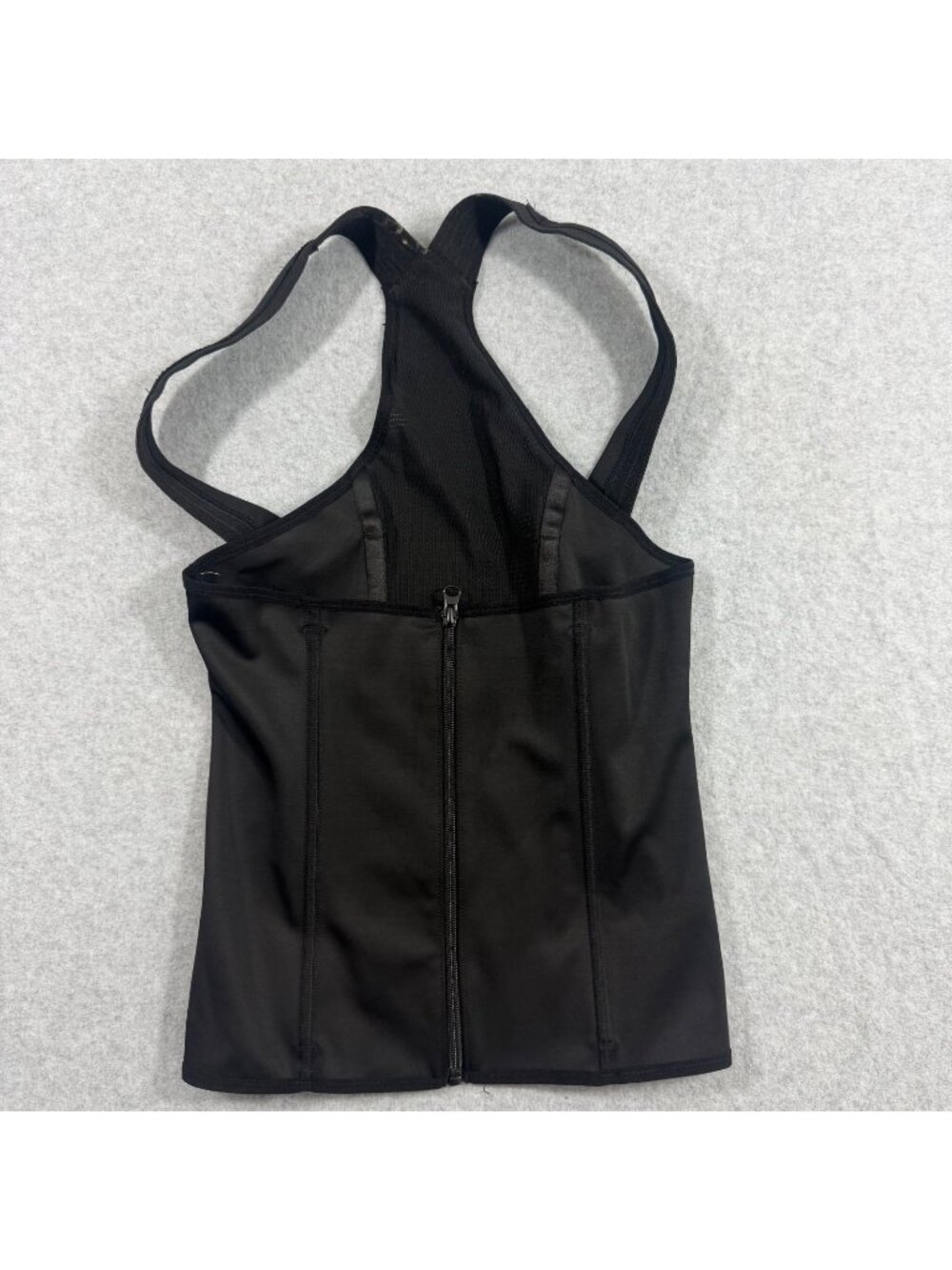 Women's Size M Black Zip Front Waist Trainer Shapewear Racerback Tank Top